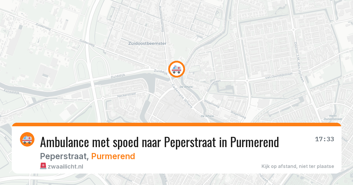 Ambulance met spoed naar Peperstraat in Purmerend — 23 apr 2026