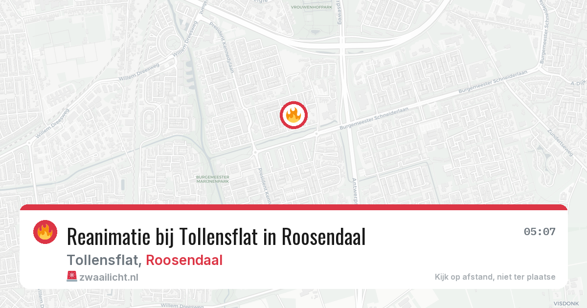 Reanimatie bij Tollensflat in Roosendaal — 11 aug 2026