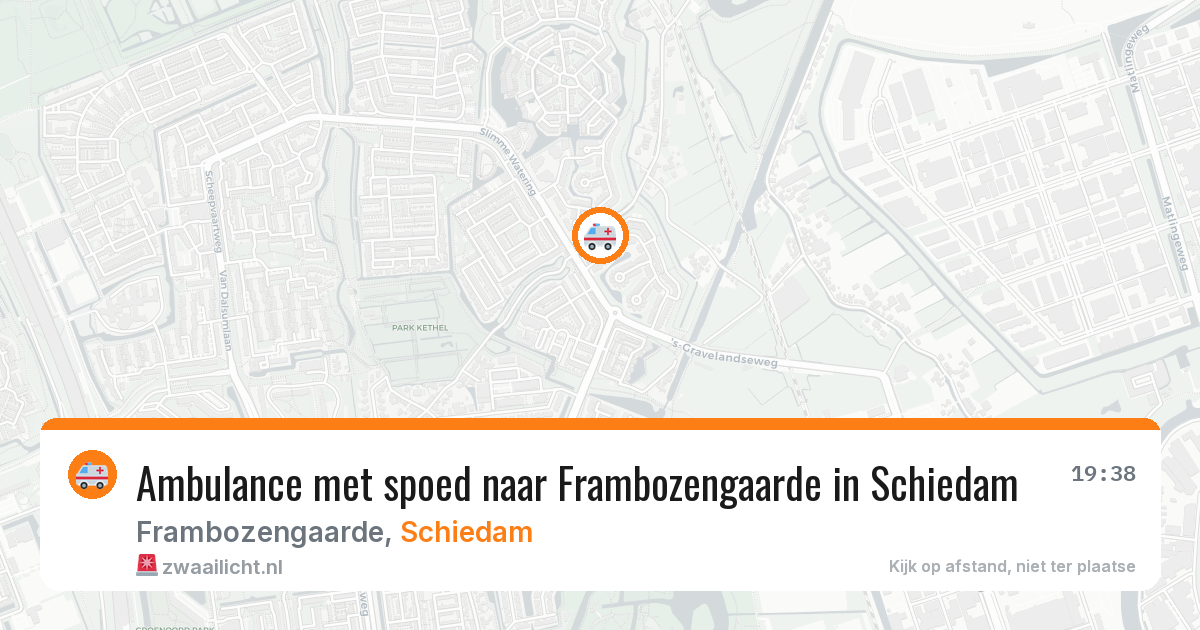 Ambulance met spoed naar Frambozengaarde in Schiedam — 8 aug 2026