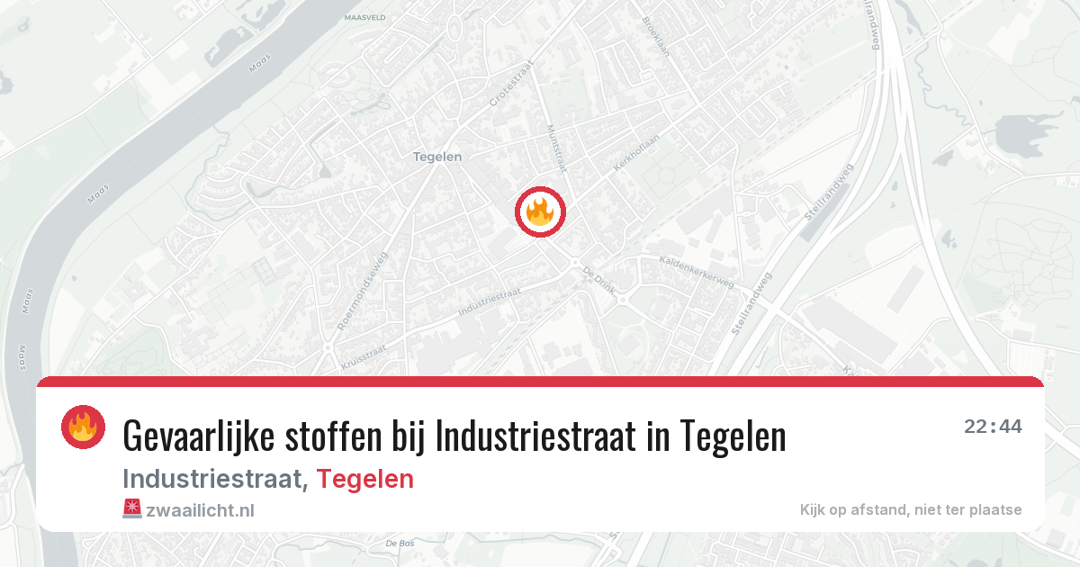 Gevaarlijke stoffen bij Industriestraat in Tegelen — 24 mei 2026