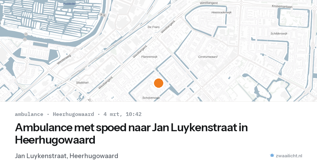 Ambulance met spoed naar Jan Luykenstraat in Heerhugowaard — 4 mrt 2026
