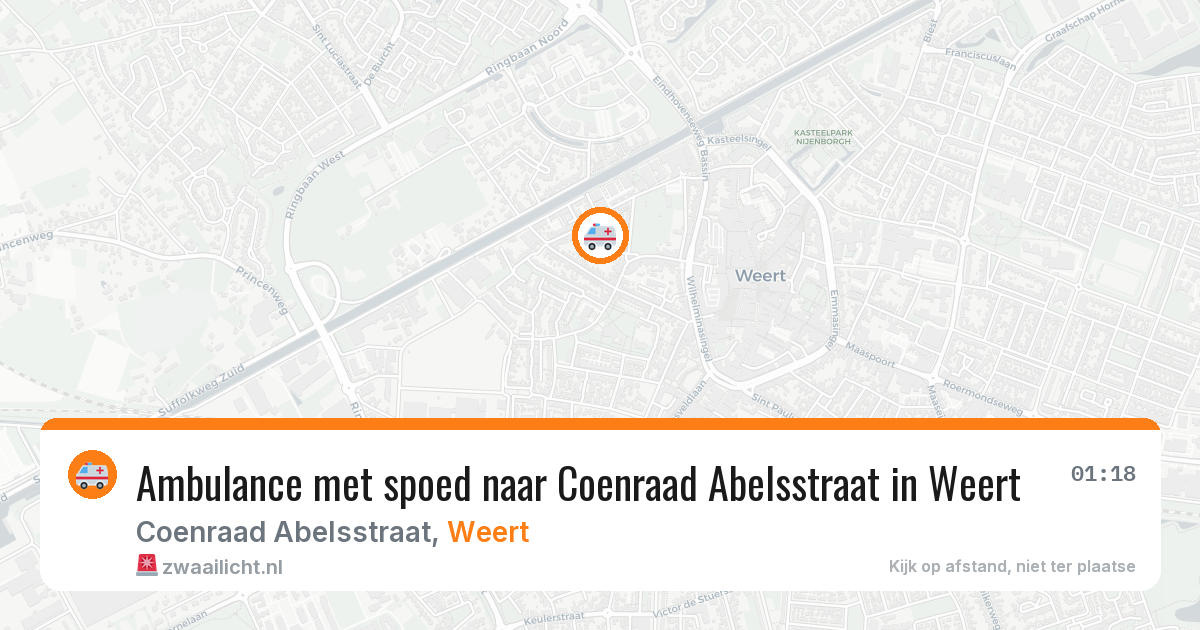 Ambulance met spoed naar Coenraad Abelsstraat in Weert — 9 jun 2026