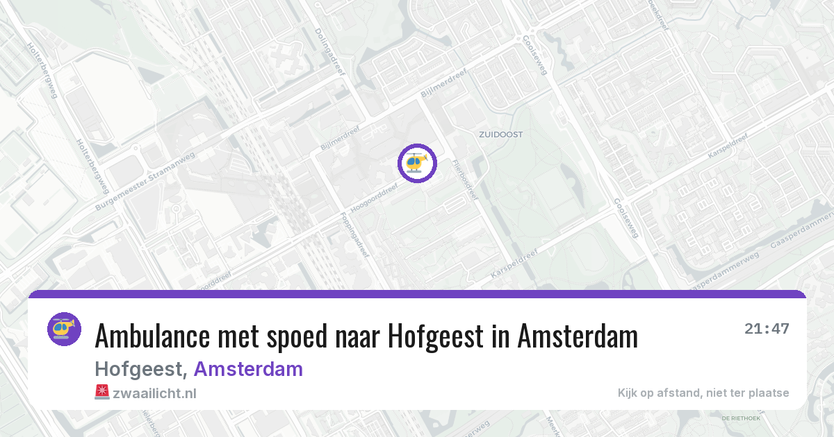 Ambulance met spoed naar Hofgeest in Amsterdam — 17 jul 2026