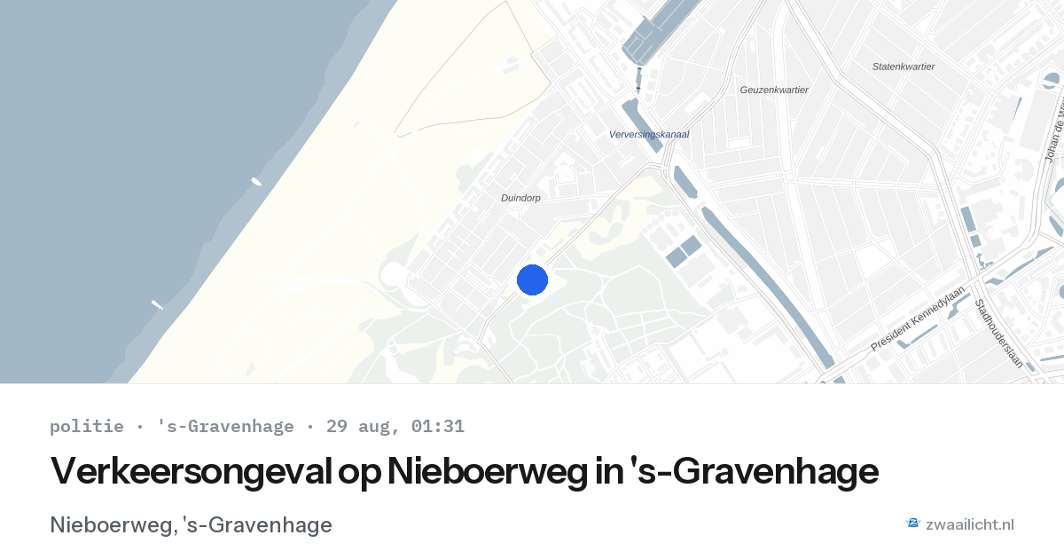 Verkeersongeval op Nieboerweg in 's-Gravenhage — 28 aug 2026