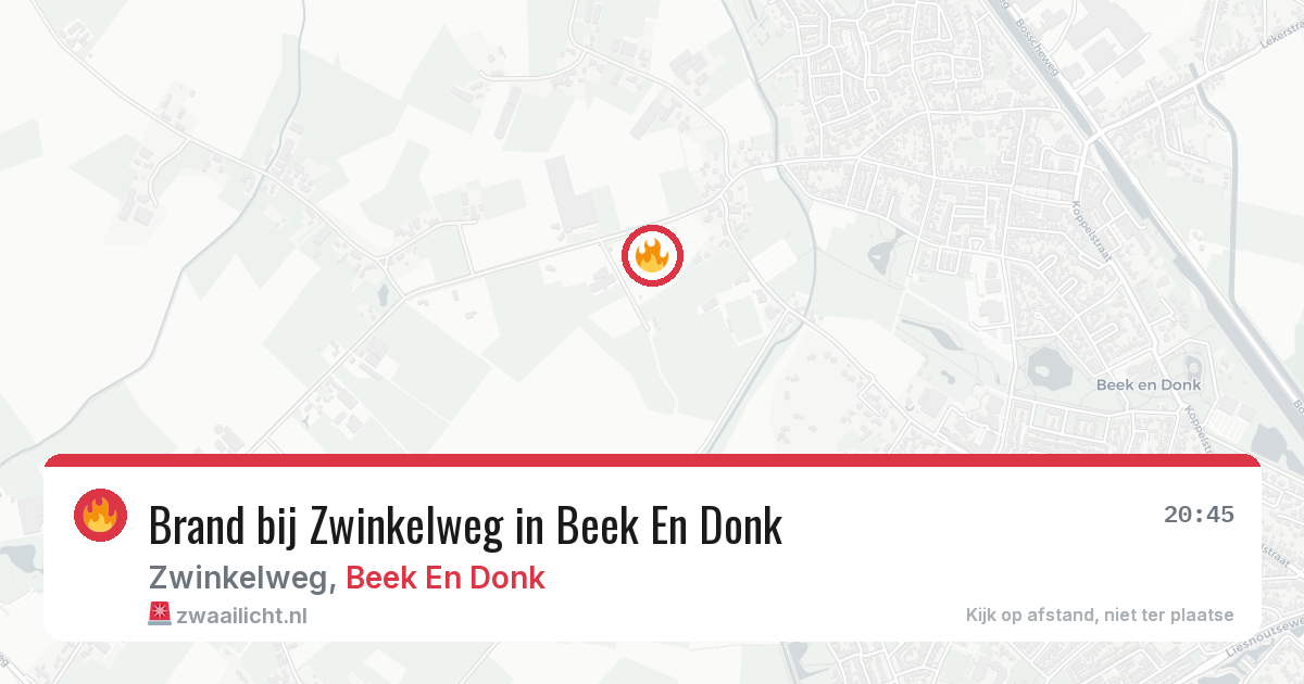 Brand bij Zwinkelweg in Beek En Donk — 10 aug 2026