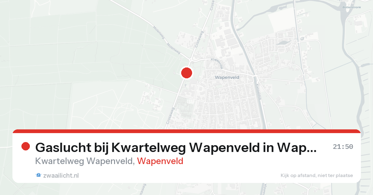 Gaslucht bij Kwartelweg Wapenveld in Wapenveld — 7 feb 2026
