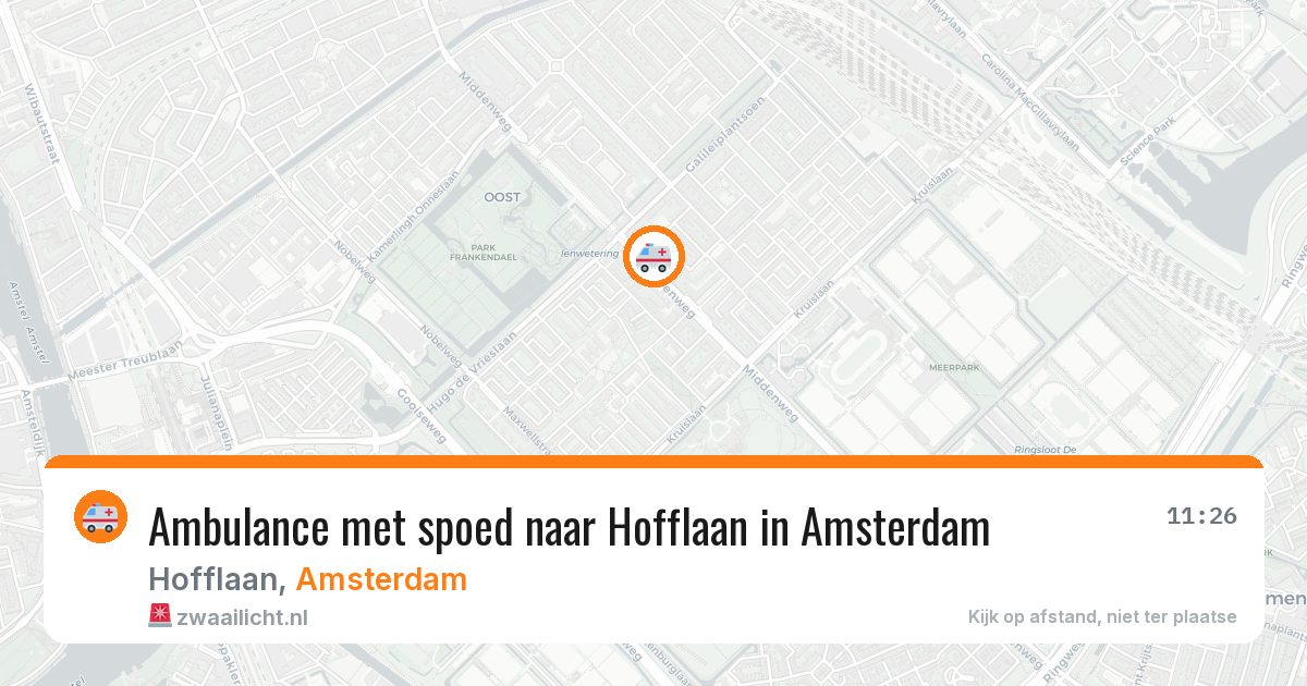 Ambulance met spoed naar Hofflaan in Amsterdam — 20 mrt 2026