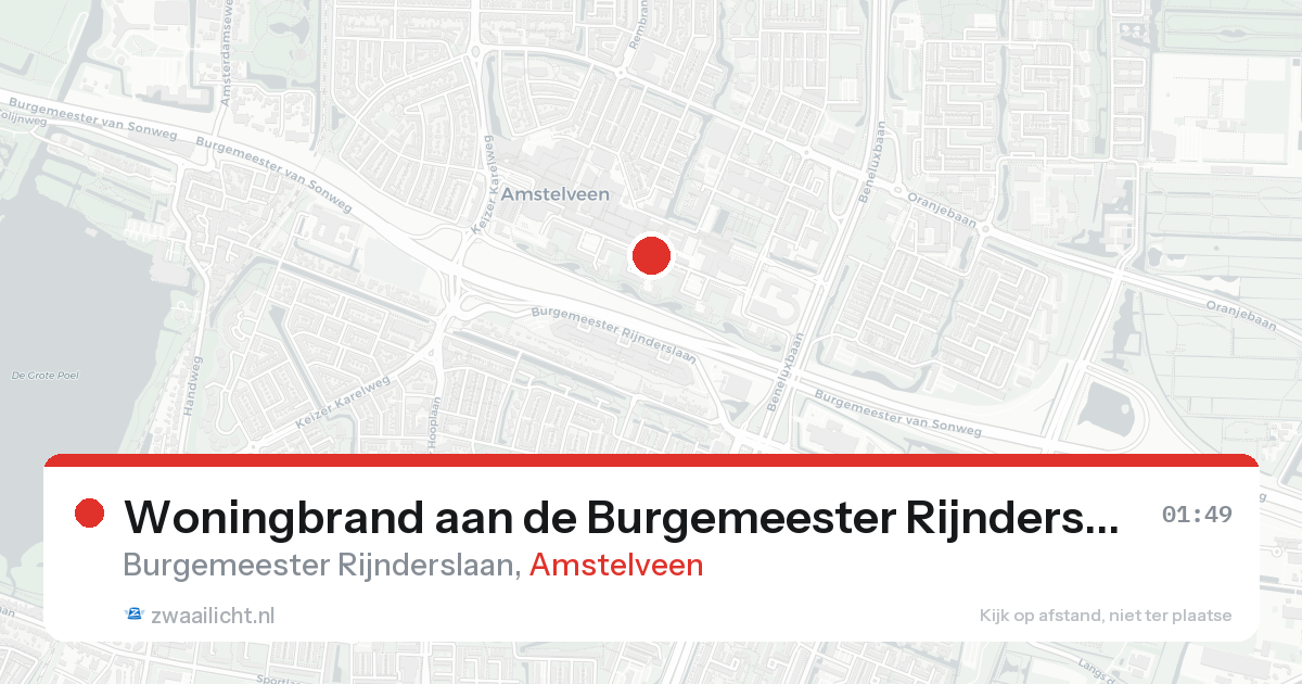 Woningbrand aan de Burgemeester Rijnderslaan in Amstelveen — 24 aug 2026