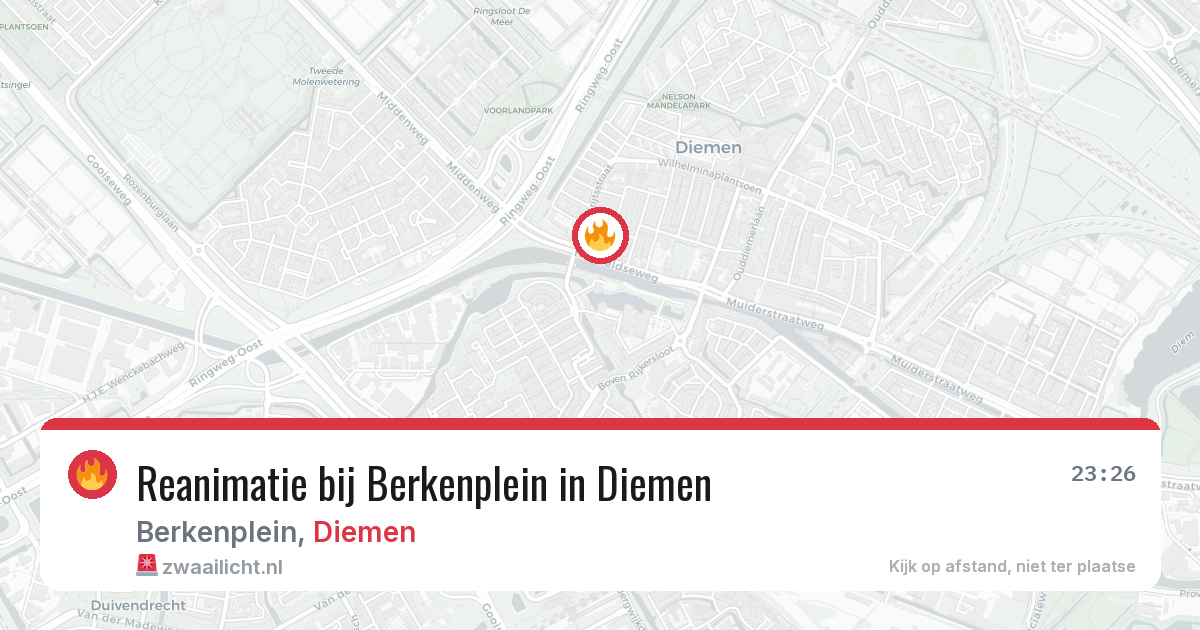Reanimatie bij Berkenplein in Diemen — 23 mrt 2026