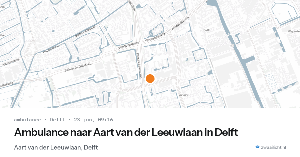 Ambulance naar Aart van der Leeuwlaan in Delft — 23 jun 2026