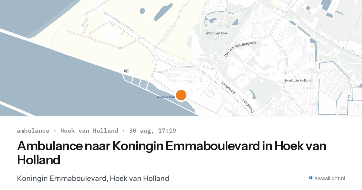 Ambulance naar Koningin Emmaboulevard in Hoek van Holland — 30 aug 2026