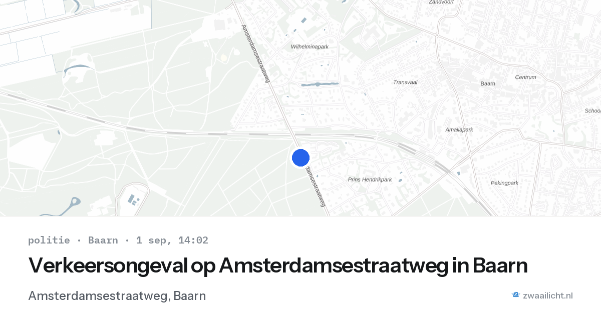 Verkeersongeval op Amsterdamsestraatweg in Baarn — 1 sep 2026