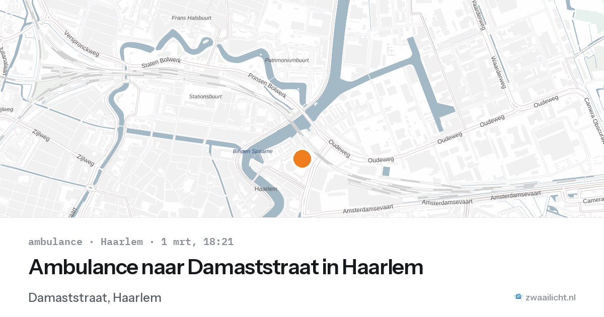 Ambulance naar Damaststraat in Haarlem — 1 mrt 2026