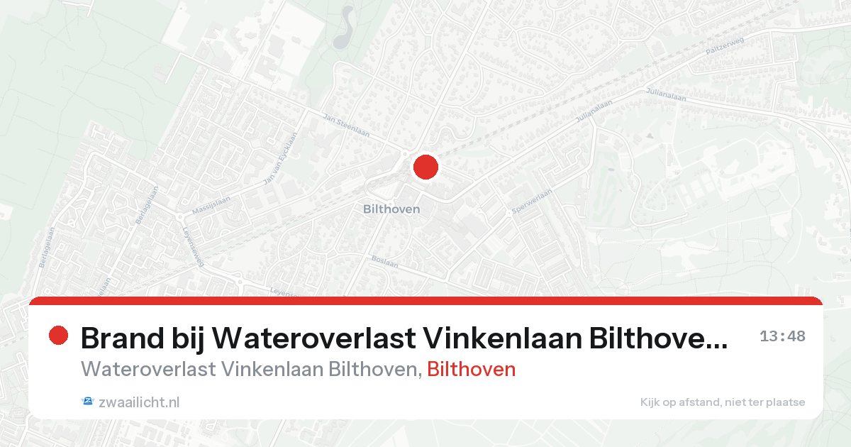 Brand bij Wateroverlast Vinkenlaan Bilthoven in Bilthoven — 21 aug 2026