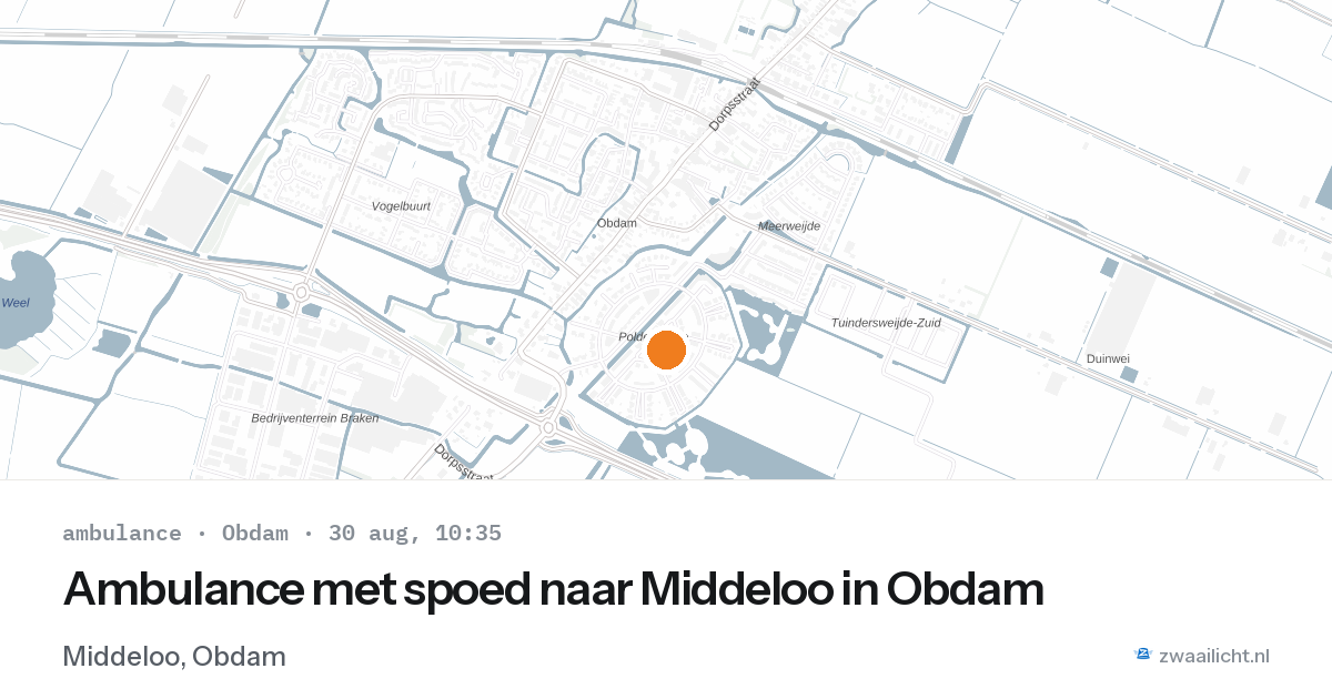 Ambulance met spoed naar Middeloo in Obdam — 30 aug 2026