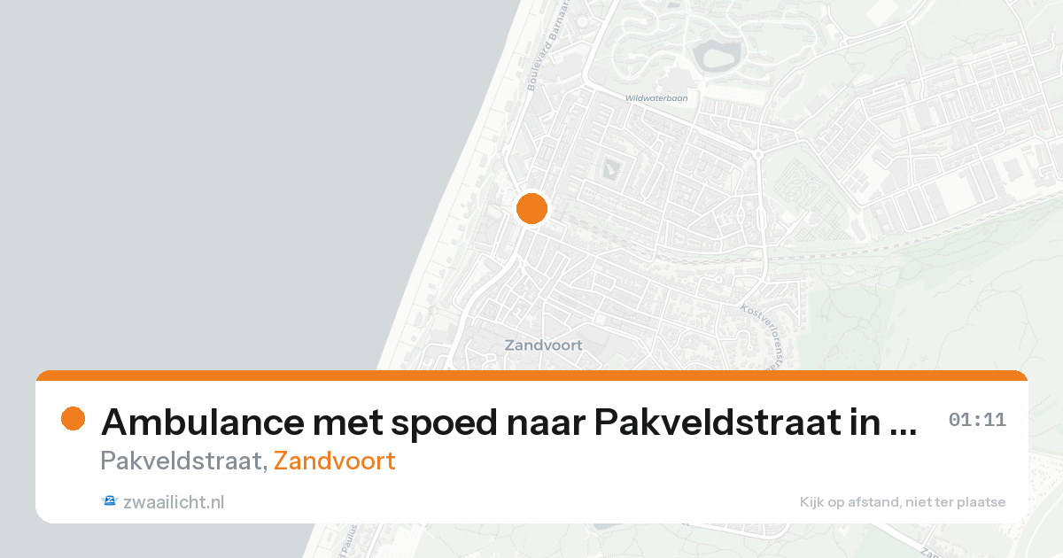 Ambulance met spoed naar Pakveldstraat in Zandvoort — 20 aug 2026