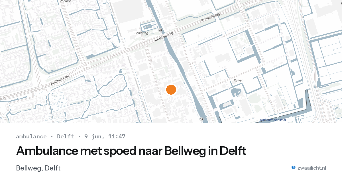 Ambulance met spoed naar Bellweg in Delft — 9 jun 2026