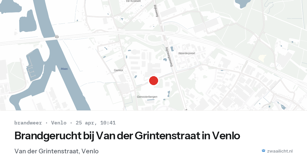 Brandgerucht bij Van der Grintenstraat in Venlo — 25 apr 2026