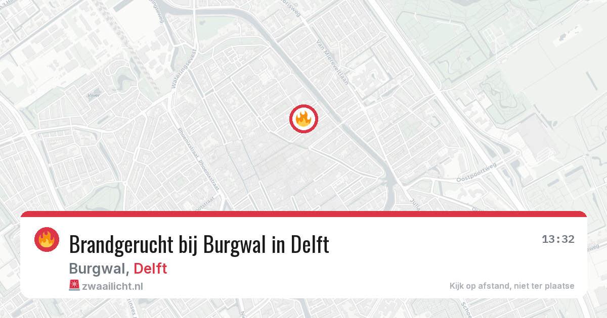 Brandgerucht bij Burgwal in Delft — 20 mrt 2026