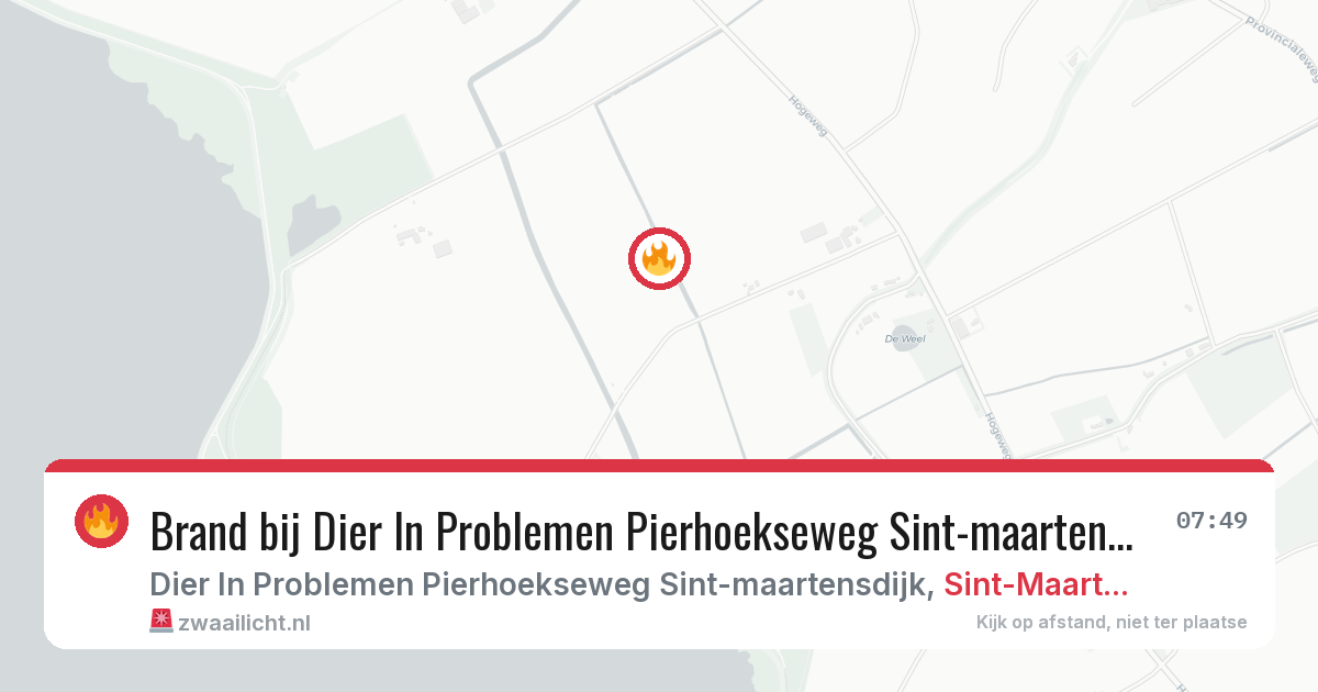 Brand bij Dier In Problemen Pierhoekseweg Sint-maartensdijk in Sint-Maartensdijk — 29 jun 2026
