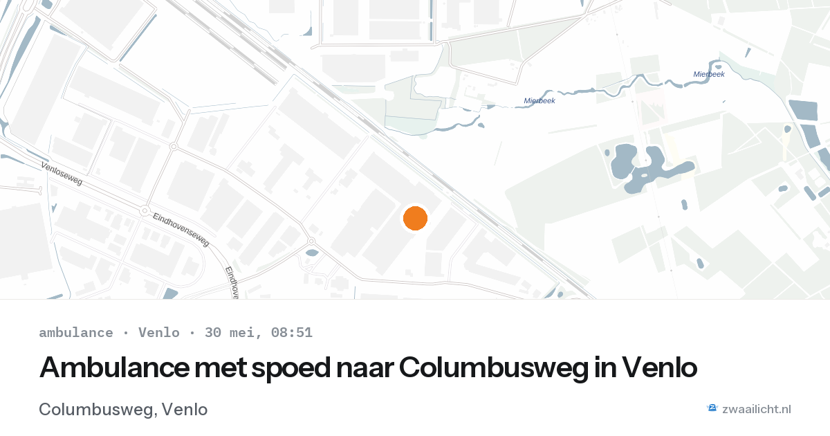 Ambulance met spoed naar Columbusweg in Venlo — 30 mei 2026