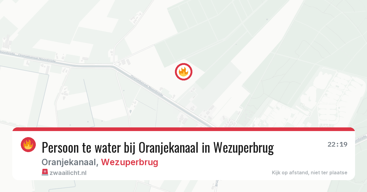 Persoon te water bij Oranjekanaal in Wezuperbrug — 20 jul 2026