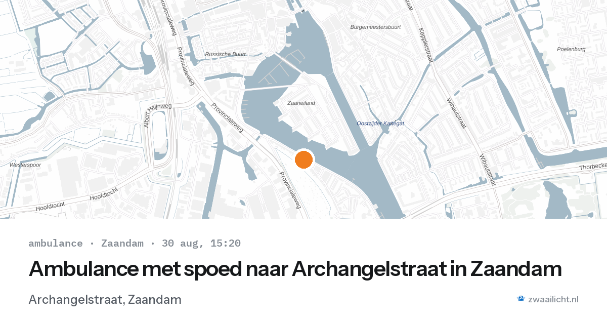 Ambulance met spoed naar Archangelstraat in Zaandam — 30 aug 2026