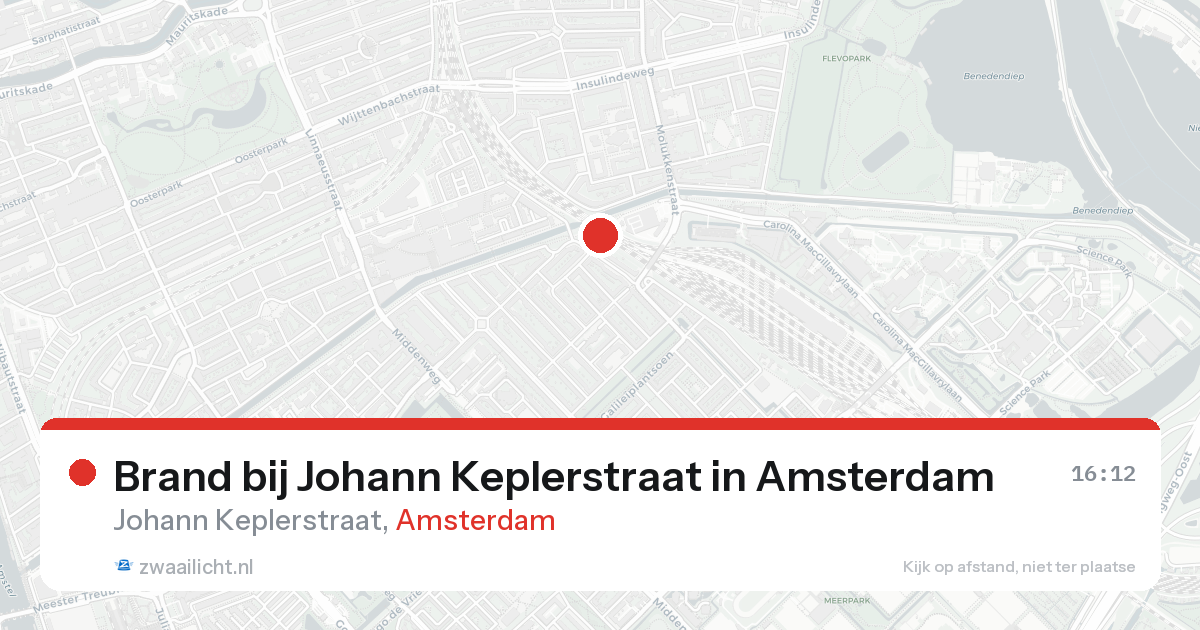 Brand bij Johann Keplerstraat in Amsterdam — 21 aug 2026