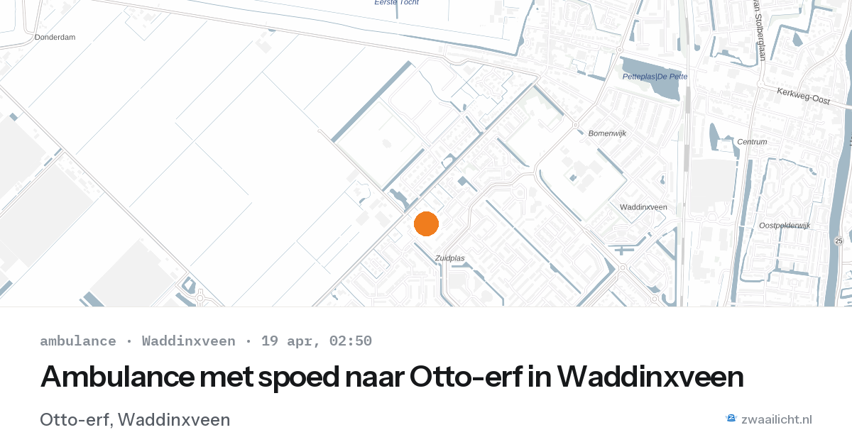 Ambulance met spoed naar Otto-erf in Waddinxveen — 19 apr 2026