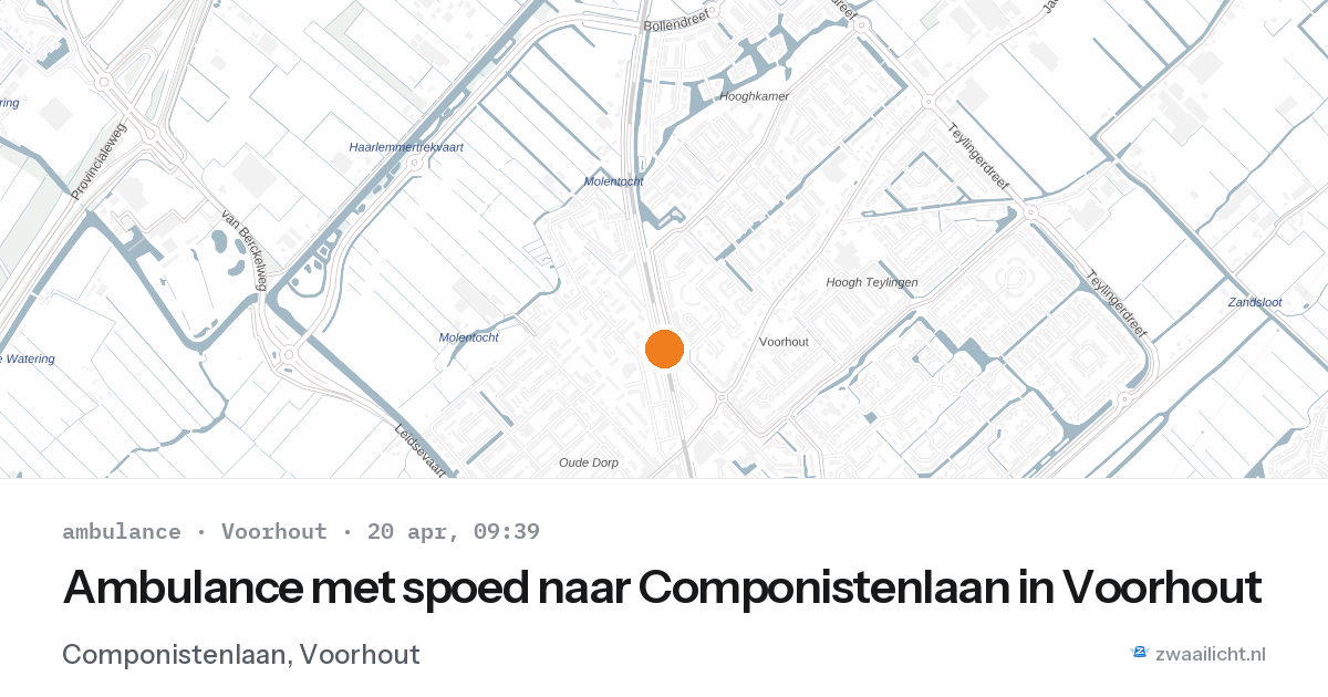 Ambulance met spoed naar Componistenlaan in Voorhout — 20 apr 2026