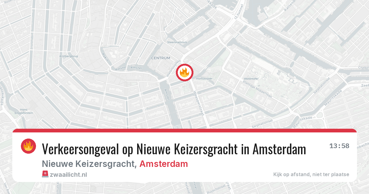 Verkeersongeval op Nieuwe Keizersgracht in Amsterdam — 15 jun 2026