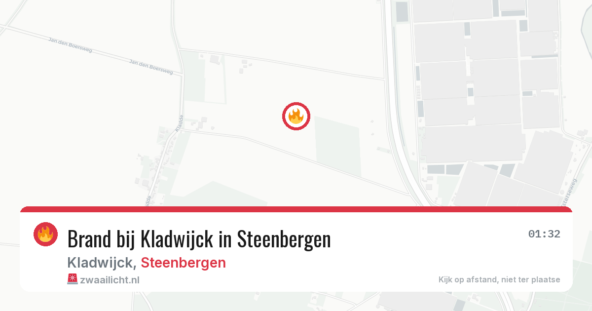 Brand bij Kladwijck in Steenbergen — 10 aug 2026