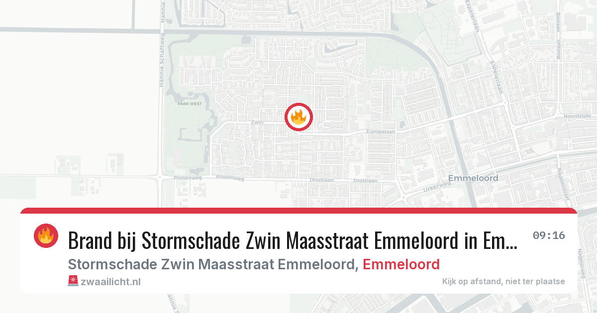 Brand bij Stormschade Zwin Maasstraat Emmeloord in Emmeloord — 20 jun 2026