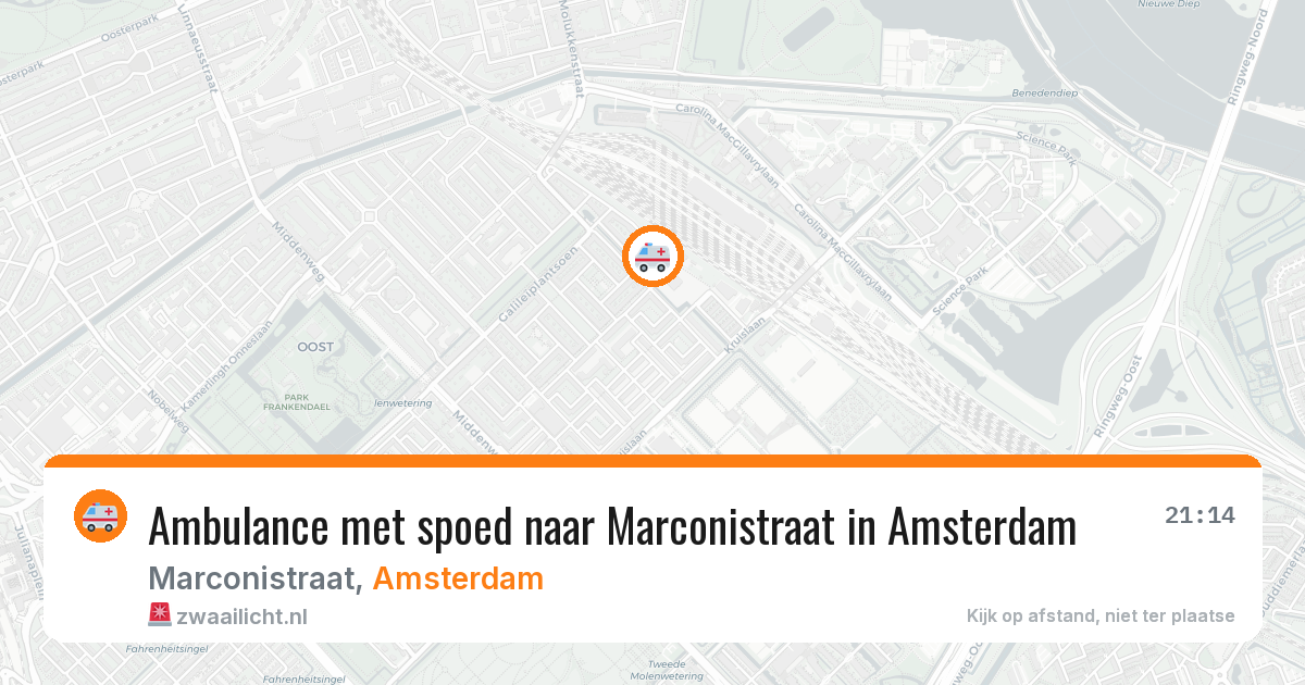 Ambulance met spoed naar Marconistraat in Amsterdam — 21 apr 2026