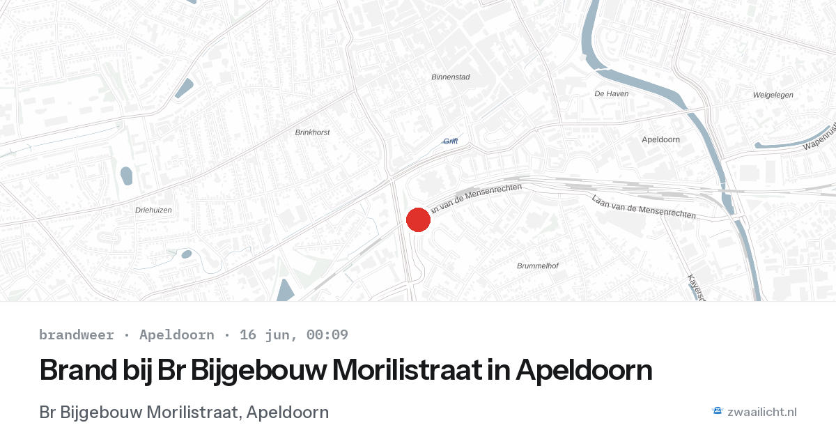 Brand bij Br Bijgebouw Morilistraat in Apeldoorn — 15 jun 2026