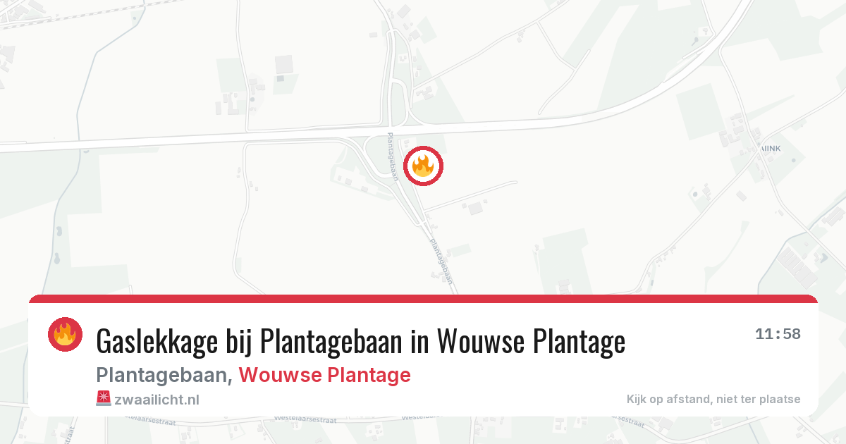 Gaslekkage bij Plantagebaan in Wouwse Plantage — 18 mrt 2026
