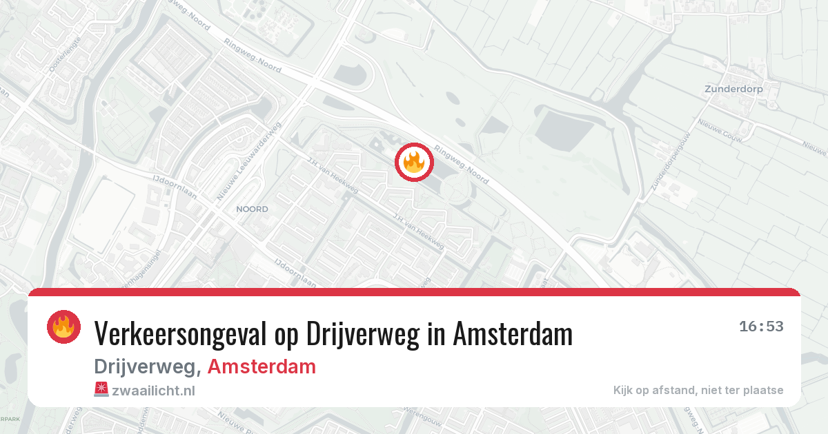Verkeersongeval op Drijverweg in Amsterdam — 6 aug 2026
