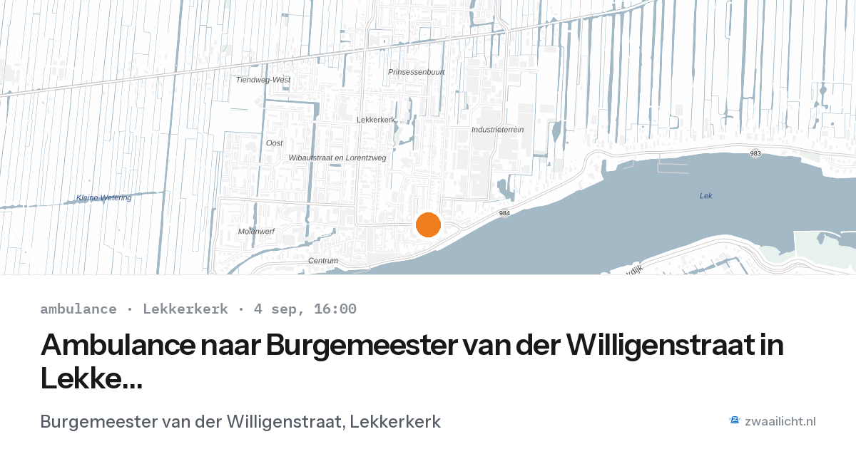 Ambulance naar Burgemeester van der Willigenstraat in Lekkerkerk — 4 sep 2026