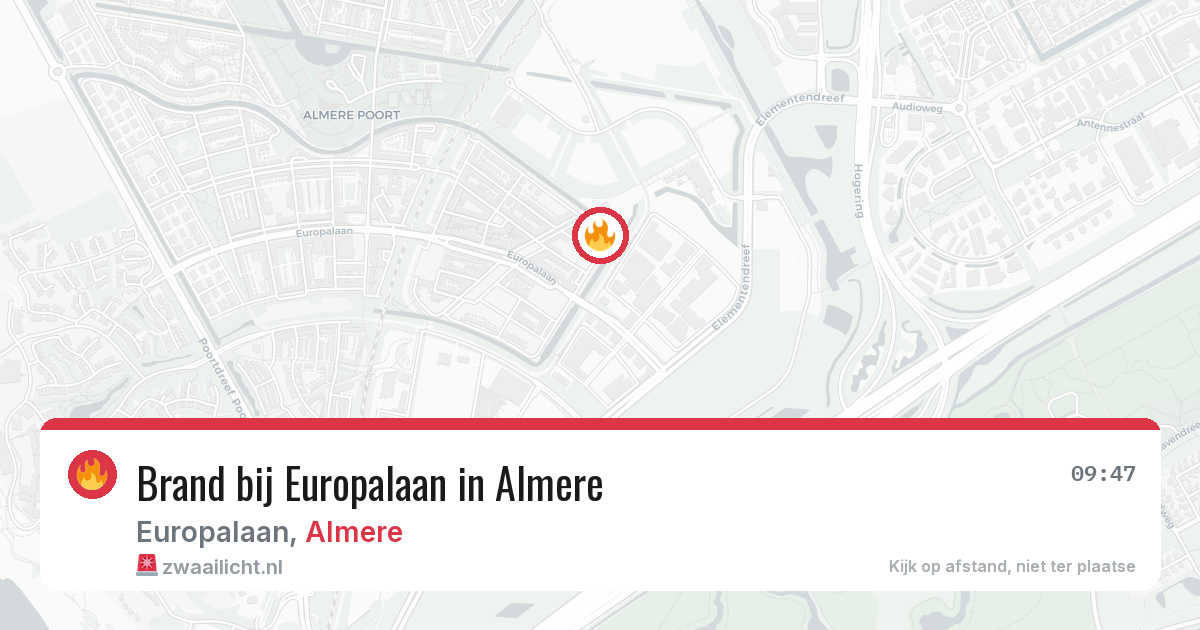 Brand bij Europalaan in Almere — 28 jun 2026