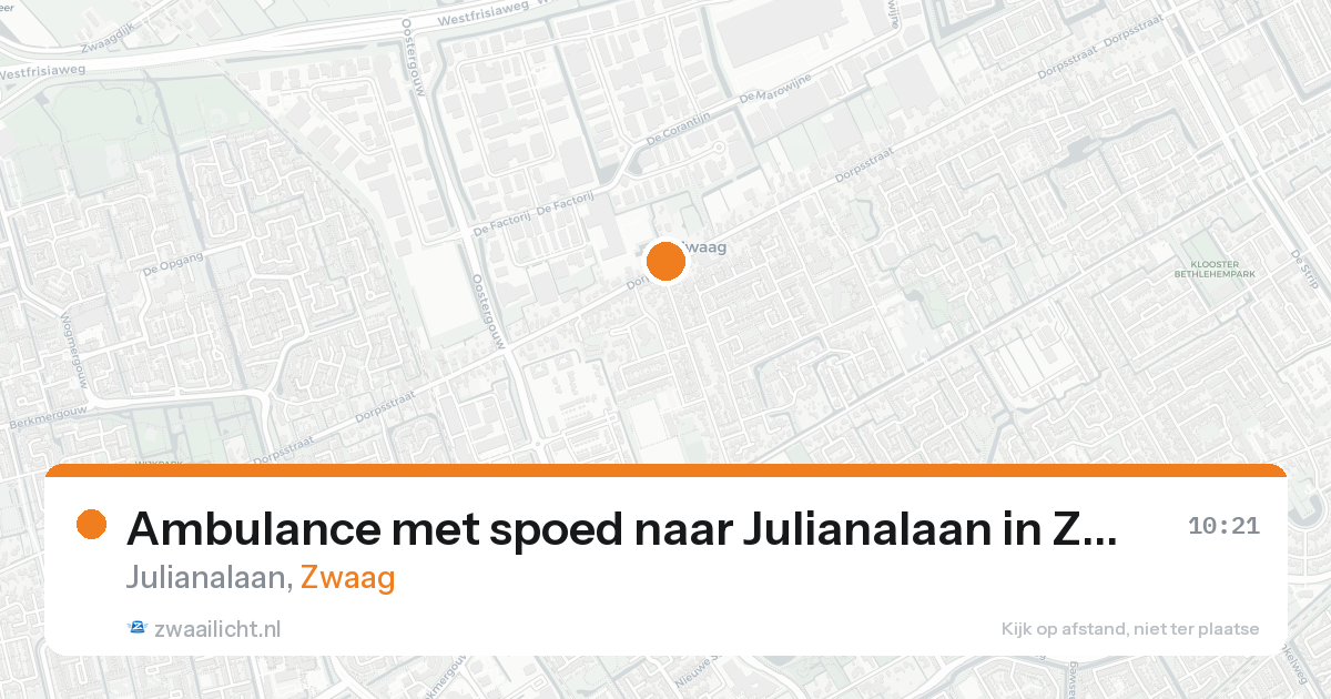 Ambulance met spoed naar Julianalaan in Zwaag — 14 aug 2026