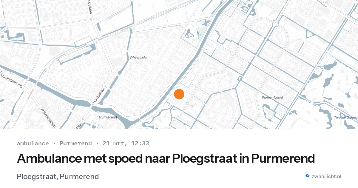 Ambulance met spoed naar Ploegstraat in Purmerend — 21 mrt 2026