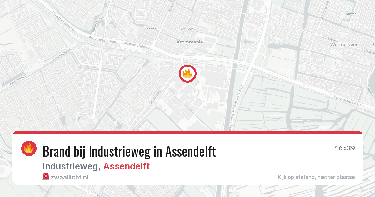 Brand bij Industrieweg in Assendelft — 12 aug 2026