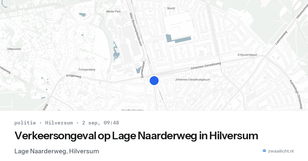 Verkeersongeval op Lage Naarderweg in Hilversum — 2 sep 2026