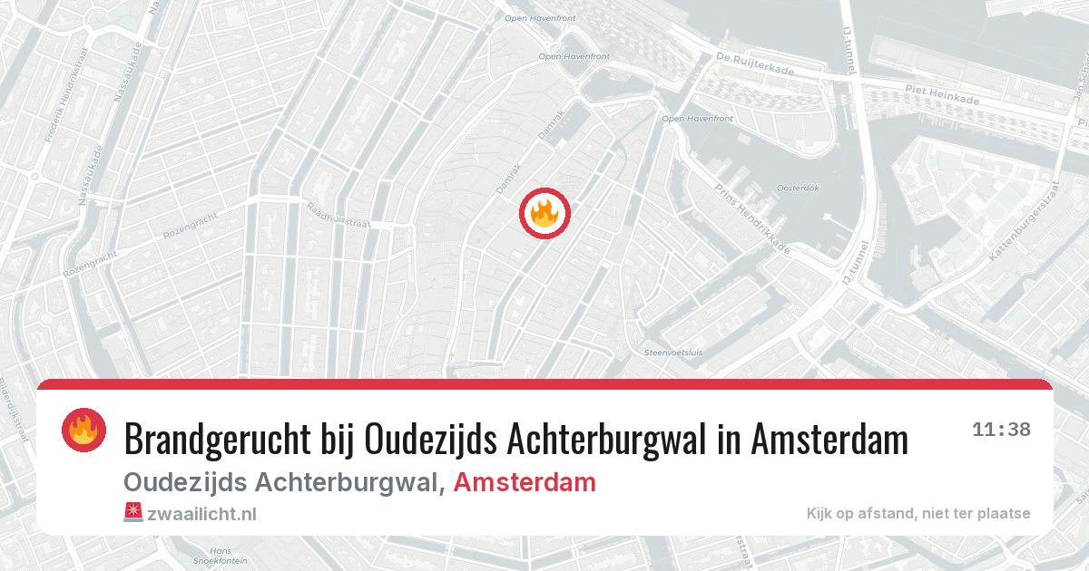 Brandgerucht bij Oudezijds Achterburgwal in Amsterdam — 28 mrt 2026