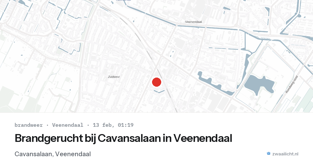 Brandgerucht bij Cavansalaan in Veenendaal — 13 feb 2026