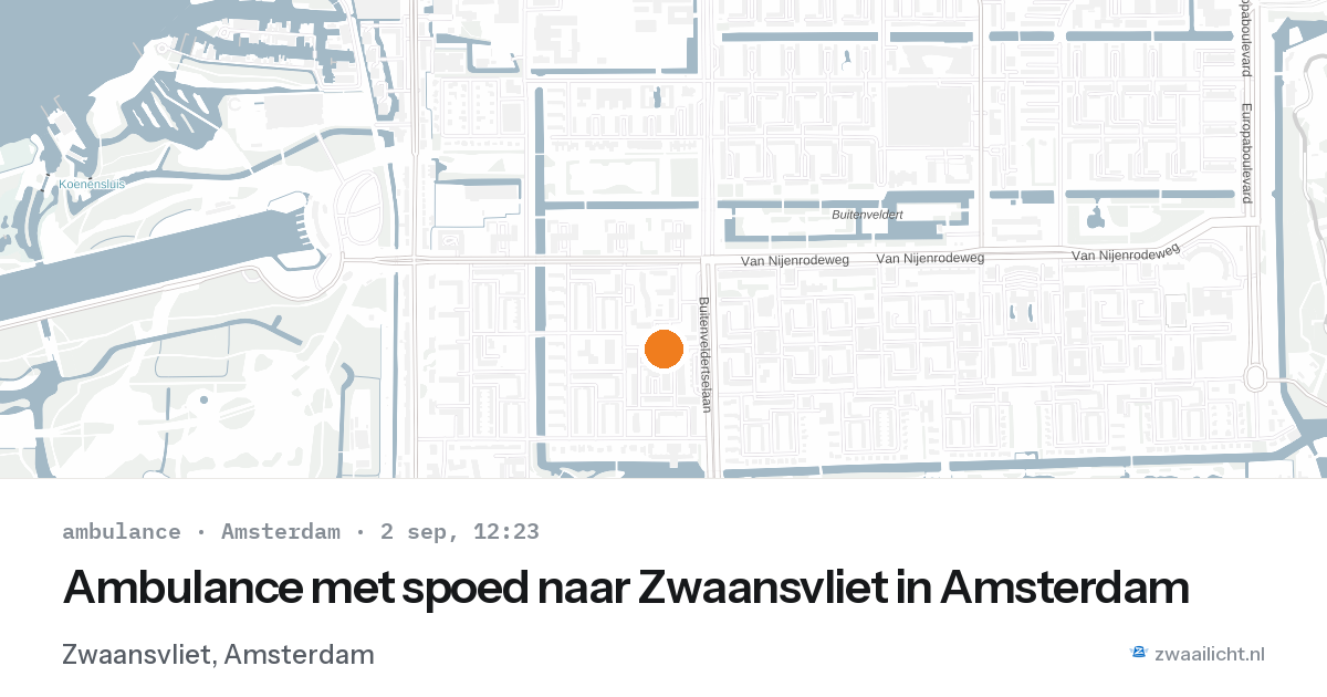Ambulance met spoed naar Zwaansvliet in Amsterdam — 2 sep 2026