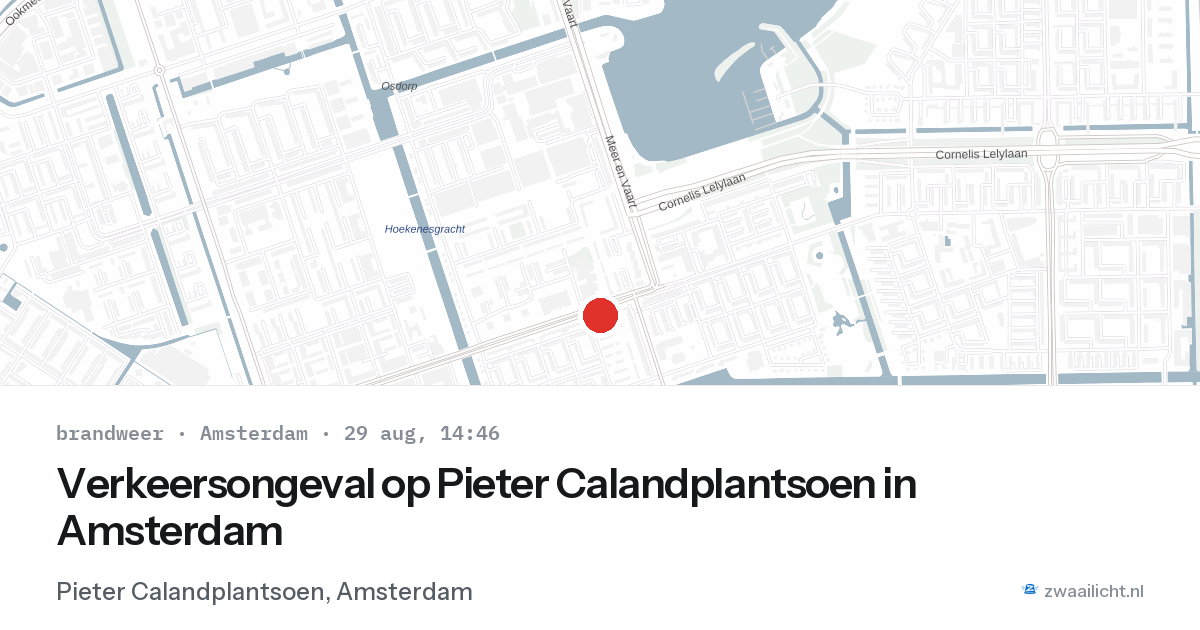 Verkeersongeval op Pieter Calandplantsoen in Amsterdam — 29 aug 2026