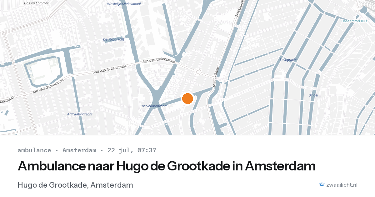 Ambulance naar Hugo de Grootkade in Amsterdam — 22 jul 2026