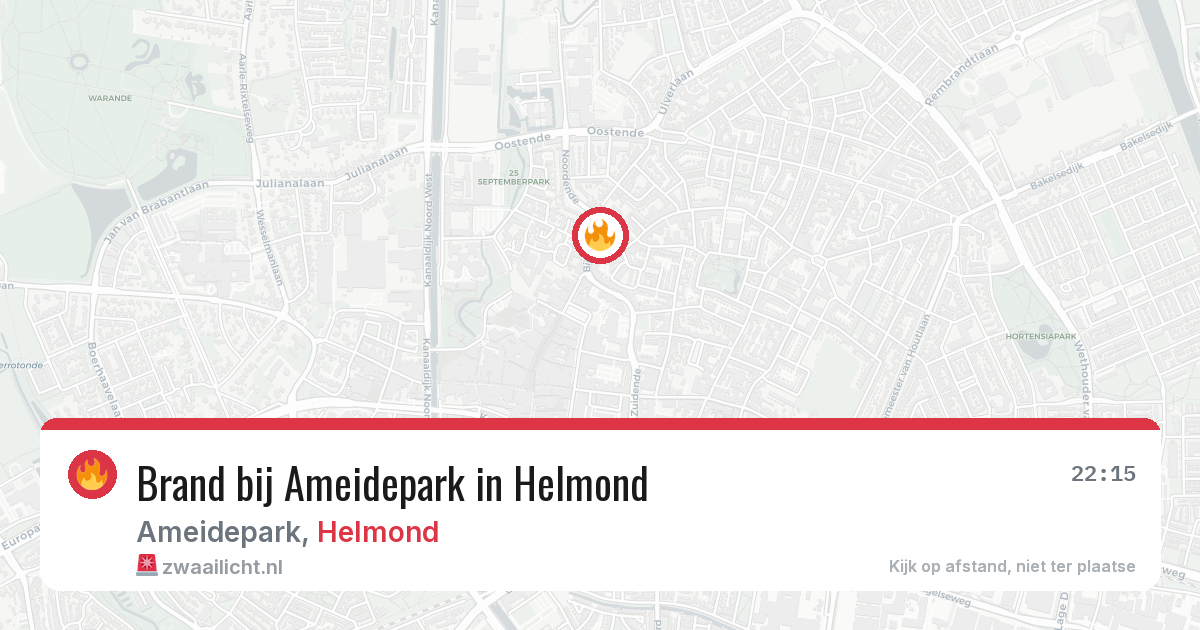 Brand bij Ameidepark in Helmond — 29 mrt 2026