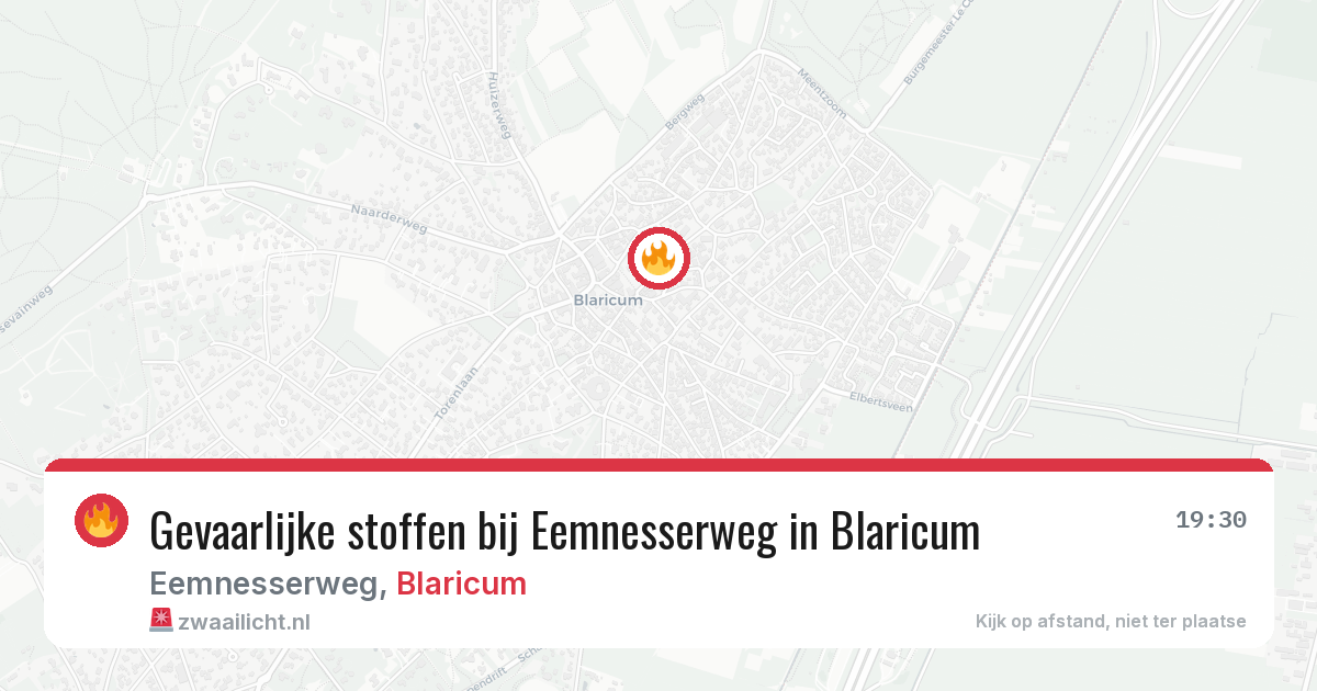 Gevaarlijke stoffen bij Eemnesserweg in Blaricum — 17 jul 2026